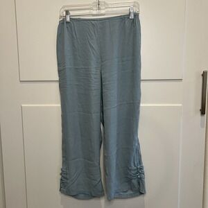 CITRON Santa Monica Silk Wide Leg Crop Pants Womens Petite Small Ankle Detail